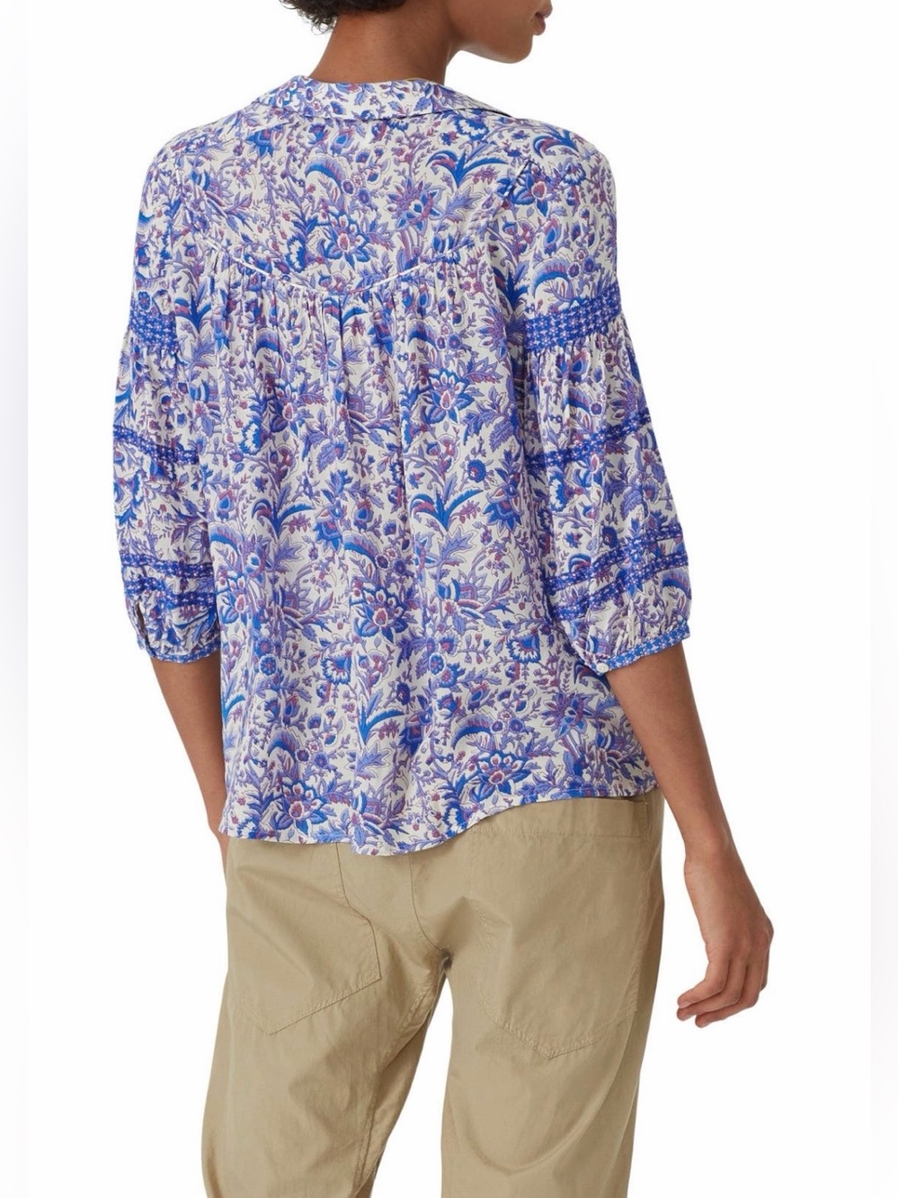 ba&sh~Blue & White Floral V-Neck Brooklyn Blouse~Size Small~$235~ - Picture 2 of 8